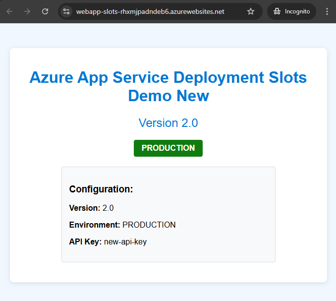 Production running the updated app after swap